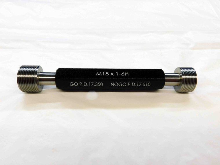 NEW M18 X 1.0 6H METRIC THREAD PLUG GAGE 18.0 1 GO NO GO PD'S = 17.350 & 17.510