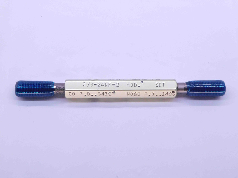 3/8 24 NF 2 MODIFIED SET THREAD PLUG GAGE .375 GO NO GO P.D.'S = .3439 & .3406 - DW41345BB6