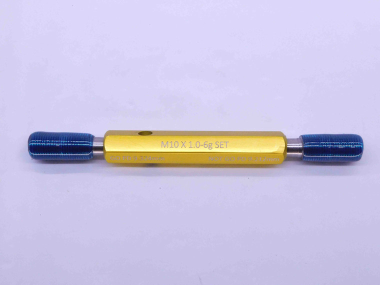 M10 X 1 6g METRIC SET THREAD PLUG GAGE 10 1.0 GO NO GO P.D.'S = 9.324 & 9.212 - DW41355BB6