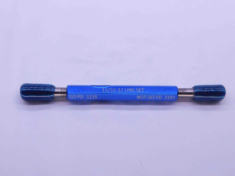 11/32 32 UNS SET THREAD PLUG GAGE .3437 GO NO GO P.D.'S = .3235 & .3191 CHECK - DW41357BB6