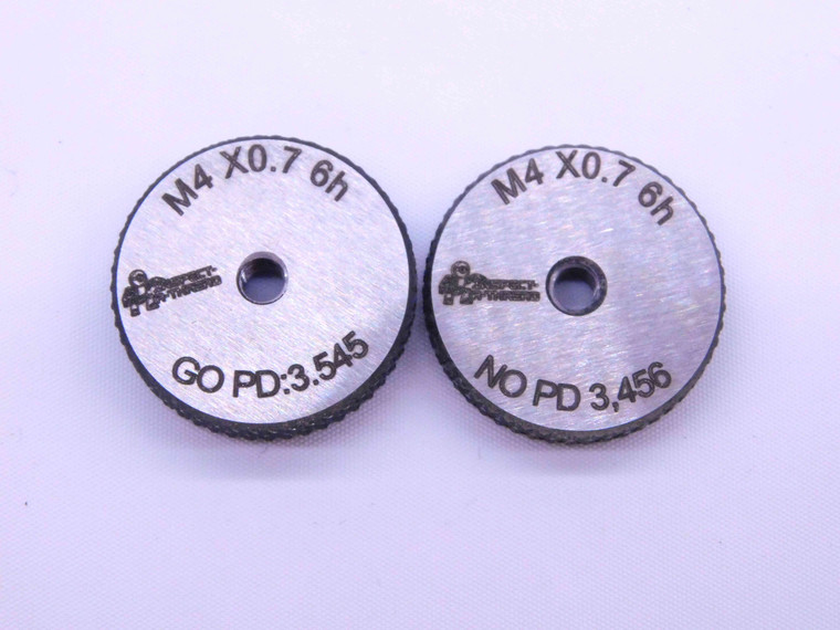 NEW M4 X .7 6h SOLID THREAD RING GAGES 4 0.7 GO NO GO P.D.'S = 3.545 & 3.455 - DW41389MSAF