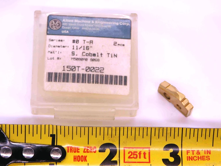 1pc AMEC 11/16 OD SERIES #0 T-A TiN S. COBALT SPADE DRILL INSERT .6875 150T-0022 - JJ1915BB6