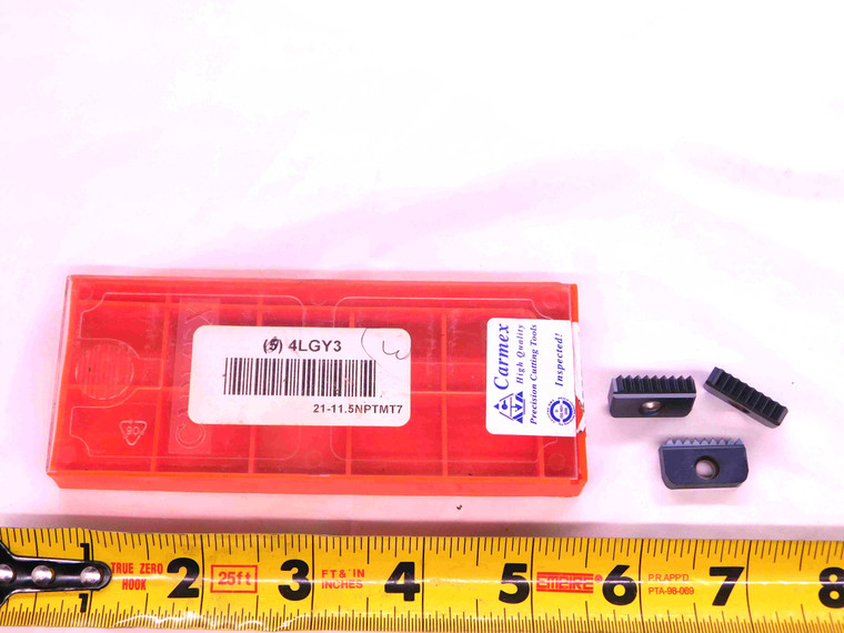 3pcs NEW CARMEX 21-11.5NPTMT7 TiAIN CARBIDE THREAD MILL INSERTS 11.5 TPI NPT - JJ1923BB6
