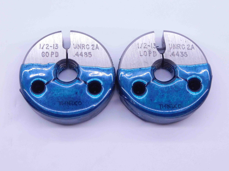 1/2 13 UNRC 2A THREAD RING GAGES .5 .50 .500 GO NO GO P.D.'S = .4485 & .4435 - DW41421LVR