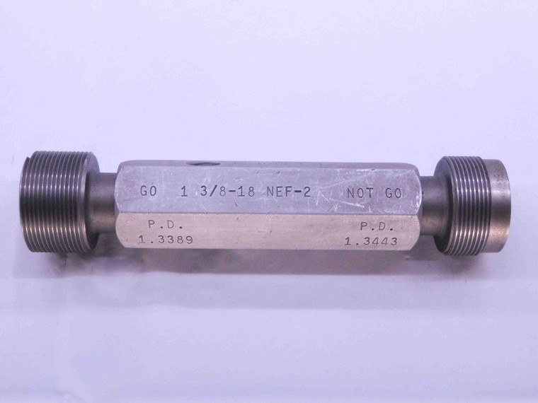 1 3/8 18 NEF 2 THREAD PLUG GAGE 1.375 GO NO GO P.D.'S = 1.3389 & 1.3443 UNEF-2 - DW41443CH5