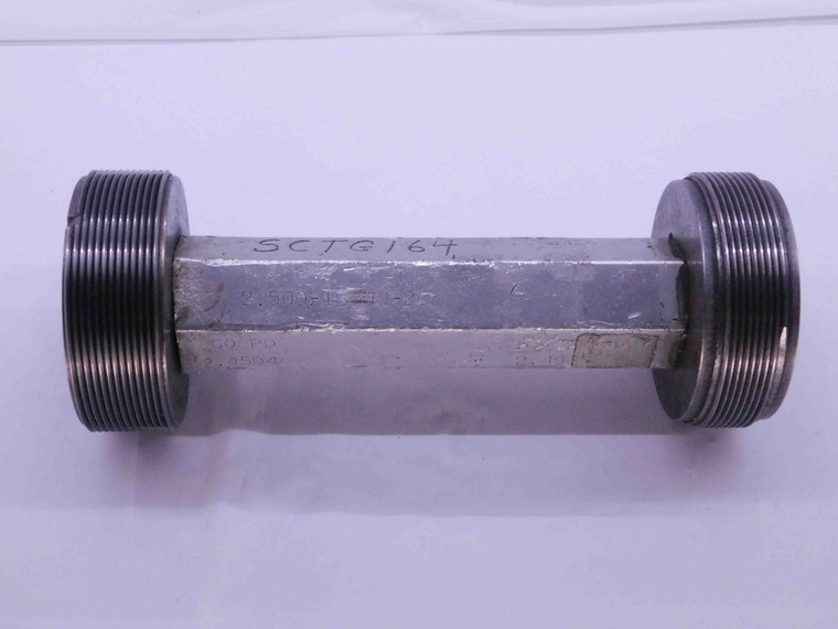 2 1/2 16 UN 2B THREAD PLUG GAGE 2.5 2.50 2.500 GO NO GO P.D.'S = 2.4594 & 2.4666 - DW41451CH5