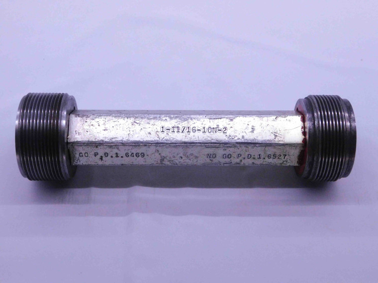1 11/16 16 N 2 THREAD PLUG GAGE 1.6875 GO NO GO P.D.'S = 1.6469 & 1.6527 UN-2 - DW41456CH5