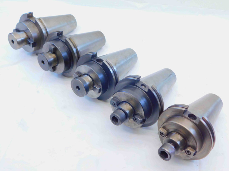 5pc LOT OF CAT50 1 1/4 PILOT O.D. 1/2 KEY FACE MILL TOOL HOLDER 1 1/2 PROJ. 1.25