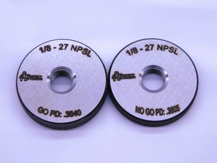 NEW 1/8 27 NPSL SOLID PIPE THREAD RING GAGE .125 GO NO GO PDS= .3840 & .3805 2A - DW41535MSAF