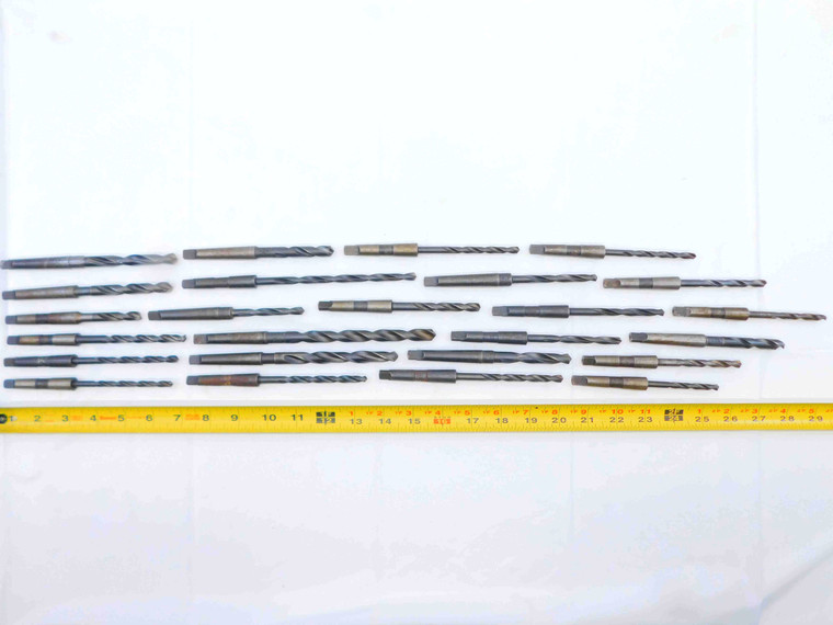 25pc LOT MORSE TAPER #1 DRILL BITS RANGING FROM 15/64 - 7/16 .2344 - .4375 MT1 - JG4735CH5