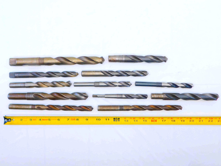 12pc LOT OF HSS TWIST DRILL BITS RANGING FROM 29/32 - 17/32 SOME MODIFIED SHANKS - JG4747CH5