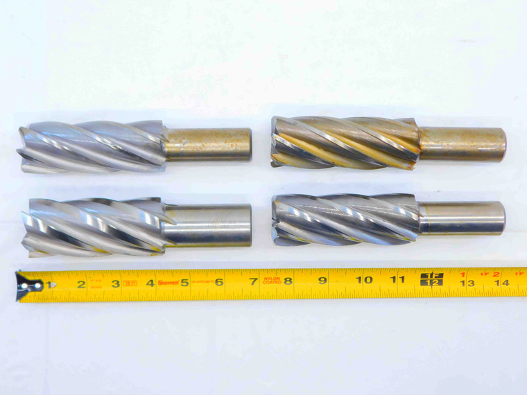 4pc LOT OF HSS 1 3/4 & 1 1/2 O.D. END MILLS 6 FLUTES 1 1/4 & 1" SHANKS 1.5 1.75 - JG4757CH5