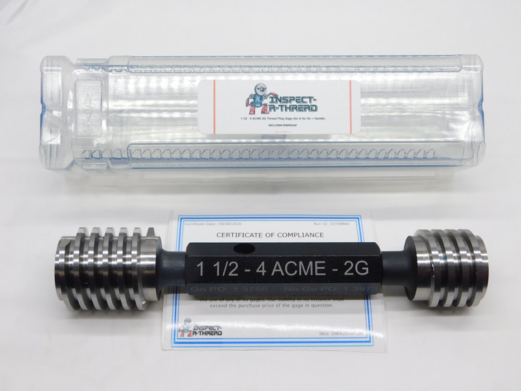 NEW 1 1/2 4 ACME 2G THREAD PLUG GAGE 1.5 4. GO NO GO PDS= 1.3750 & 1.3973 NA-2G - DW41559MSAF