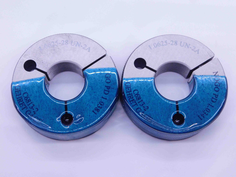 1 1/16 28 UN 2A THREAD RING GAGES 1.0625 GO NO GO P.D.'S = 1.0381 & 1.0341 CHECK - DW41568BE6