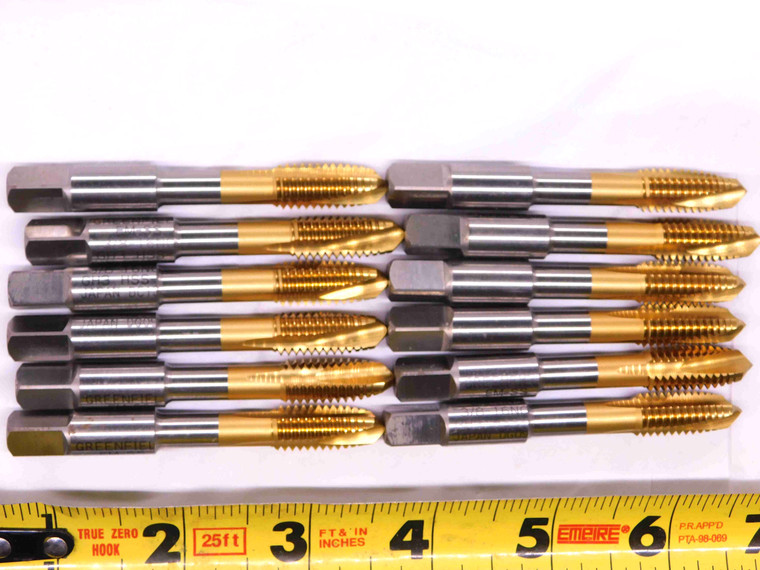 12pcs NEW GREENFIELD 3/8 16 NC GH3 HSS TiN PLUG TAP 3 SPIRAL POINT FL .375 - JJ2217CH5