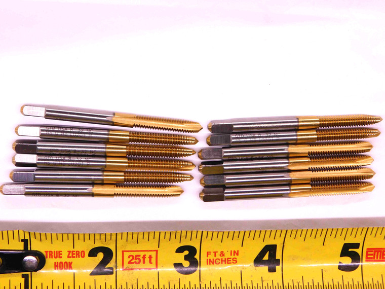 12pcs NEW GREENFIELD #8 32 NC GH5 HSS TiN COATED PLUG TAP 2 SPIRAL POINT FL .164 - JJ2228CH5