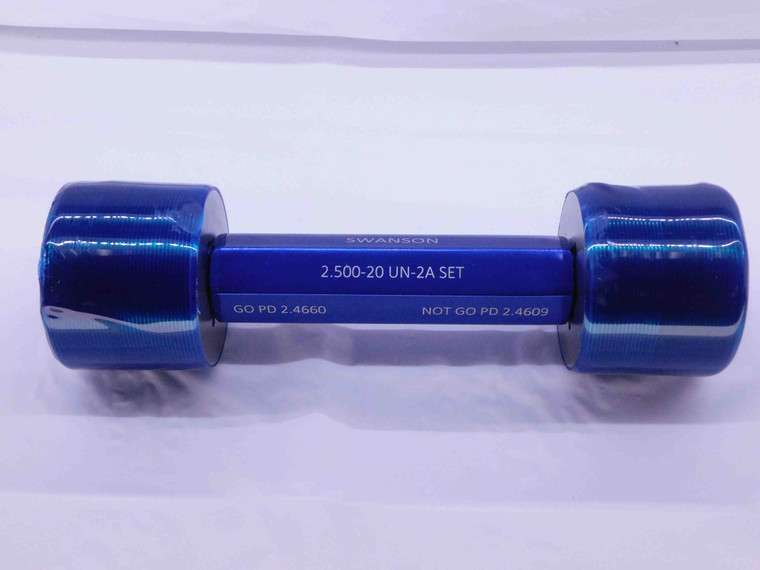 2 1/2 20 UN 2A SET THREAD PLUG GAGE 2.5 2.50 GO NO GO P.D.'S = 2.4660 & 2.4609 - DW41615BB6