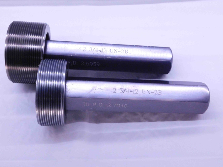 2 3/4 12 UN 2B THREAD PLUG GAGE 2.75 2.750 GO NO GO P.D.'S = 2.6959 & 2.7040 - DW41621BD6