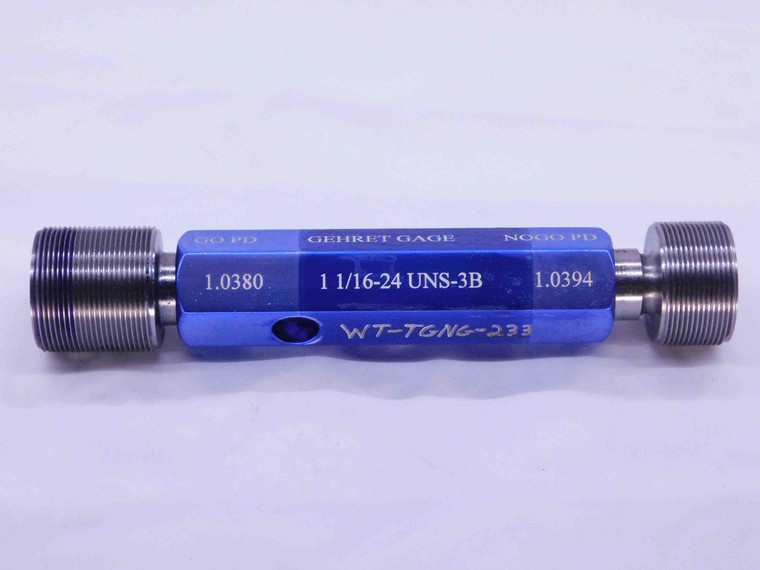 1 1/16 24 UNS 3B SPECIAL THREAD PLUG GAGE 1.0625 GO NO GO PD'S = 1.0380 & 1.0394 - DW41692BE6