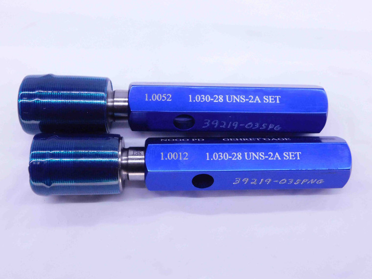 1.030 28 UNS 2A SET THREAD PLUG GAGE 1.3 1.30 GO NO GO P.D.'S = 1.0052 & 1.0012 - DW41699BE6