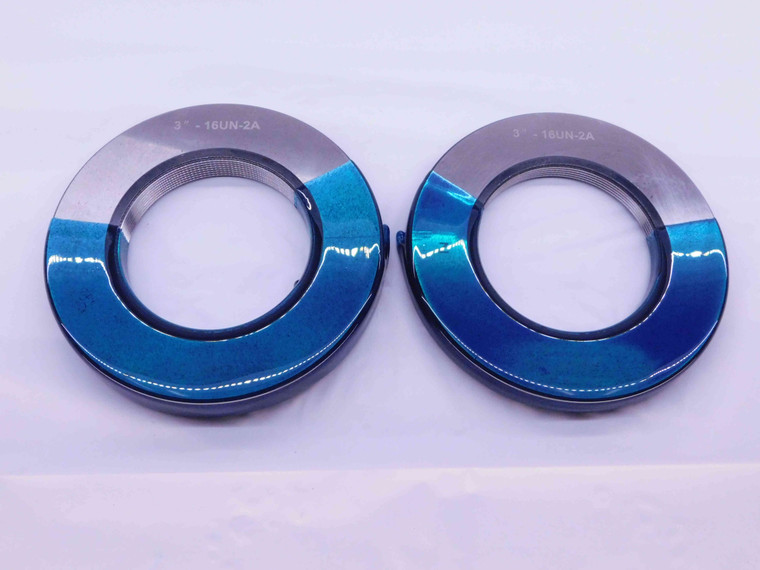 3" 16 UN 2A SOLID THREAD RING GAGES 3.0 3.00 GO NO GO P.D.'S = 2.9577 & 2.9521 - DW41705BA6