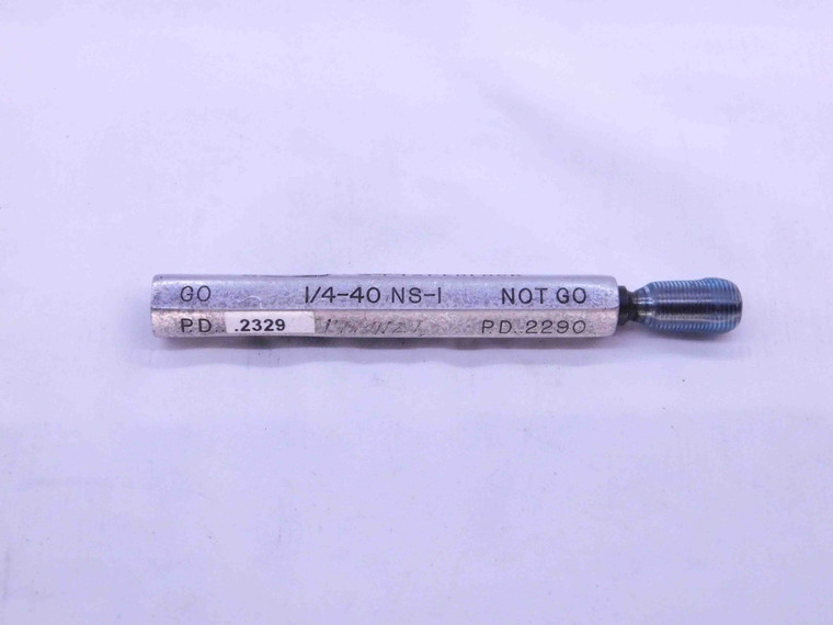 1/4 40 NS 1 THREAD PLUG GAGE .25 .250 .2500 NO GO ONLY P.D. = .2290 INSPECTION - DW41737LVR