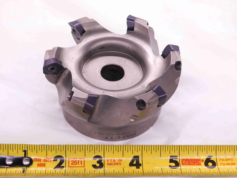 SAFETY 100mm O.D. FACE MILL PF-09/100-06-AL 32-050-R 32mm PILOT 6 POCKETS PD0905 - JJ2273CT5