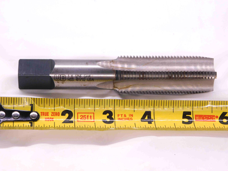 UB 1" 12 NF GH-4 HSS PLUG TAP 4 STRAIGHT FLUTE 1.0 1-12 UNF THREADING USA MADE - JJ2385CR5