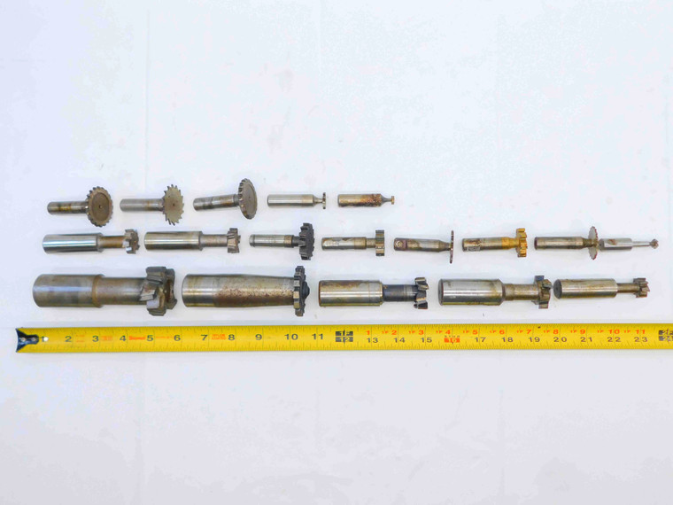 18pc LOT HSS T-SLOT & KEYSEAT SIDE MILLING CUTTERS SIZES RANGE FROM 5/8-1 7/8 OD - JG4956CH5