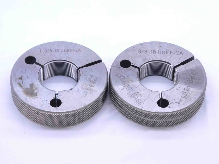 1 3/8 18 UNEF 2A THREAD RING GAGES 1.375 GO NO GO PD'S = 1.3374 & 1.3325 - JF3084BU