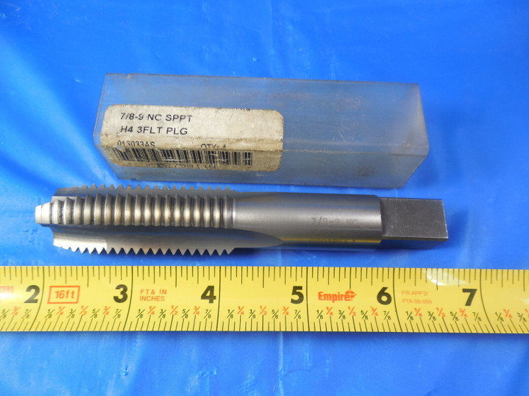 NEW 7/8 9 NC H4 4 FLUTE SPIRAL POINT PLUG TAP USA MADE MACHINE TOOL TOOLING