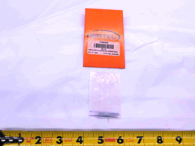 12PCS HERTEL 0.024 O.D. OXIDE HSS JOBBER LENGTH DRILL BIT 71206908 .024 #73 - JJ2508BB6