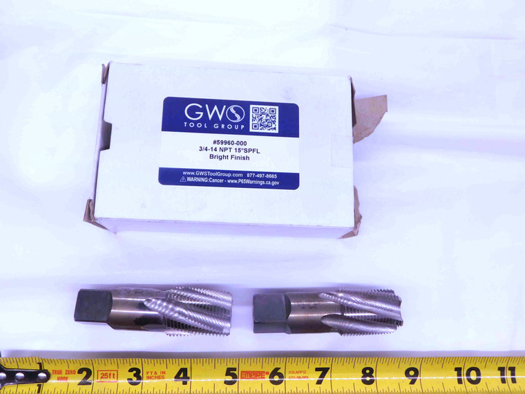 2pcs NEW GWS TOOL GROUP 3/4 14 NPT HSS PIPE TAP 5 SPIRAL FLUTE .75 USA MADE - JJ2586BB6