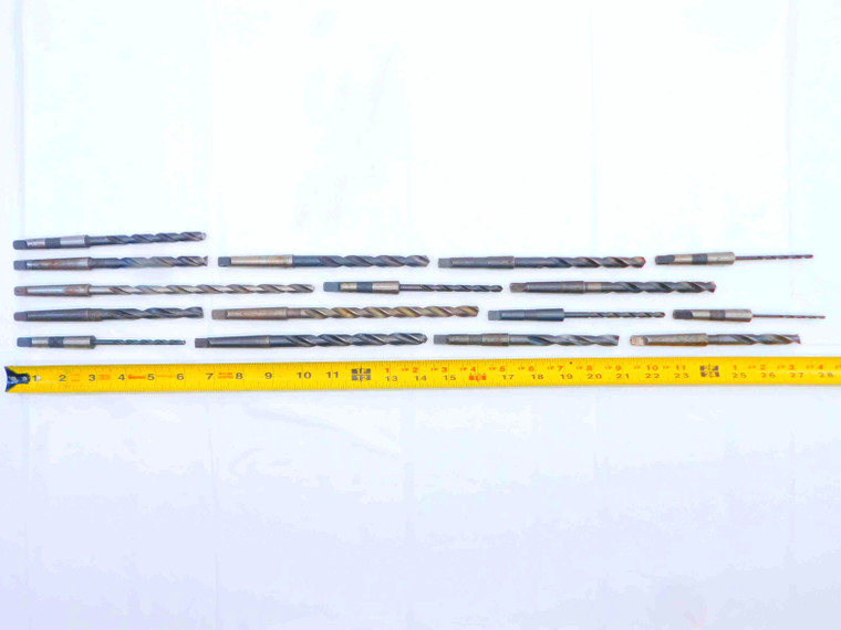 16pc LOT OF HSS MORSE TAPER #2 TWIST DRILL BITS SIZES RANGING FROM 1/8 - 29/64  - JG5058AT5