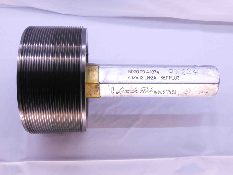 4 1/4 12 UN 2A SET THREAD PLUG GAGE 4.25 4.250 4.2500 NO GO ONLY P.D. = 4.1874 - DW41826OB6