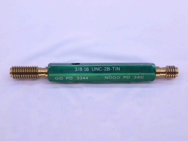 3/8 16 UNC 2B TiN COATED THREAD PLUG GAGE .375 GO NO GO P.D.'S = .3344 & .3401 - DW41913LVR