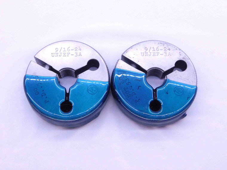 9/16 24 UNJEF 3A THREAD RING GAGES .5625 GO NO GO P.D.'S = .5354 & .5325 CHECK - DW41915BG6