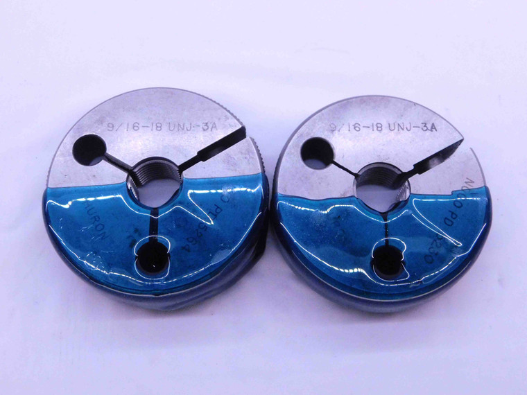 9/16 18 UNJF 3A THREAD RING GAGES .5625 GO NO GO P.D.'S = .5264 & .5230 CHECK - DW41919BG6