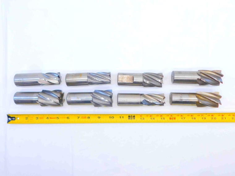 8pc LOT OF HSS SQUARE END MILLS SIZES INCLUDE 1 1/4, 1 1/2, 1 5/8 O.D. 1.25 1.5  - JG5082CT5