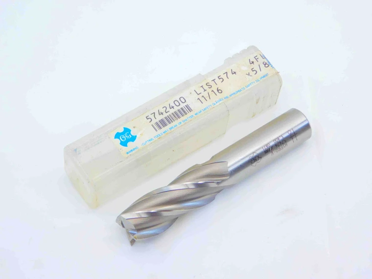 NEW OSG 11/16 O.D. 1 11/16 LOC HSS END MILL 5/8 SHANK 4FL 57424 .6875 HYPRO-V - JG5095AT5