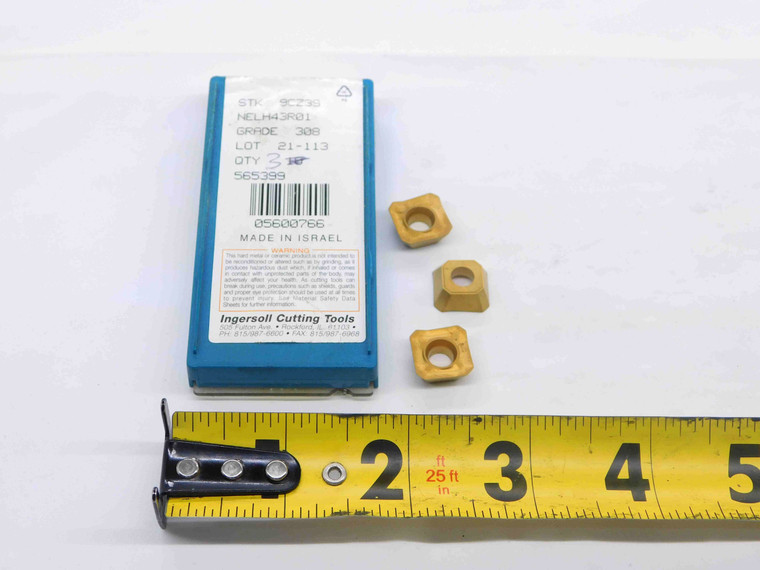 3pcs NEW INGERSOLL NELH43R01 308 TiN COATED CARBIDE MILLING INSERTS INDEXABLE - NS7351RDT