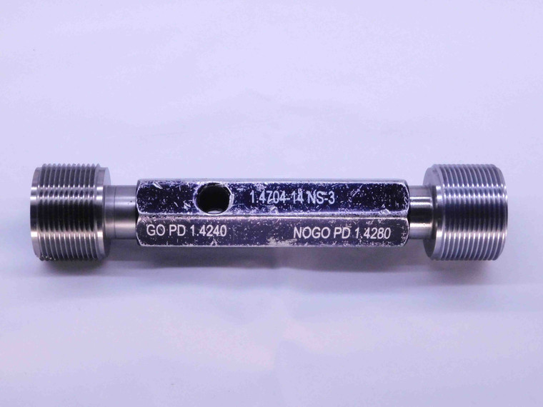 1.4704 14 NS 3 THREAD PLUG GAGE GO NO GO P.D.'S = 1.4240 & 1.4280 INSPECTION - DW41949AW5