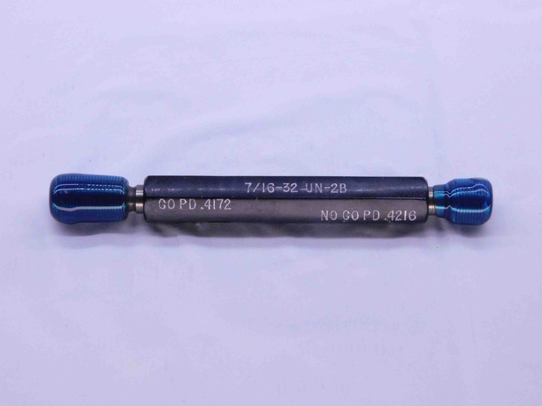 7/16 32 UN 2B THREAD PLUG GAGE .4375 GO NO GO P.D.'S = .4172 & .4216 INSPECTION - DW42032BG6