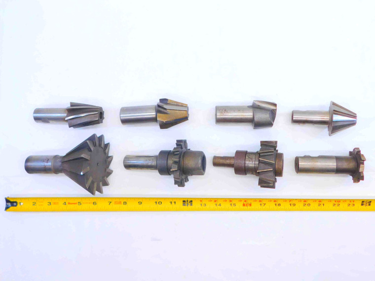 8pc LOT HSS MILLING CUTTERS STAGGERED T-SLOT DOVETAIL SINGLE ANGLE W/ SHANKS - JG5208BC6