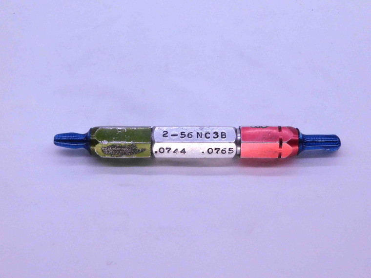 2 56 UNC 3B THREAD PLUG GAGE #2 .086 .0860 GO NO GO P.D.'S = .0744 & .0765 CHECK - AY0019BU