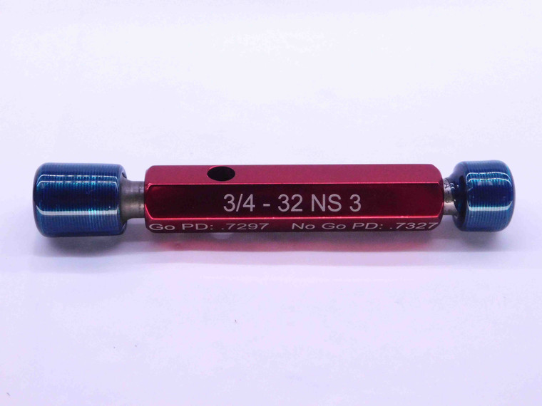 3/4 32 NS 3 THREAD PLUG GAGE .75 .750 .7500 GO NO GO P.D.'S = .7297 & .7327 - DW42104LVR