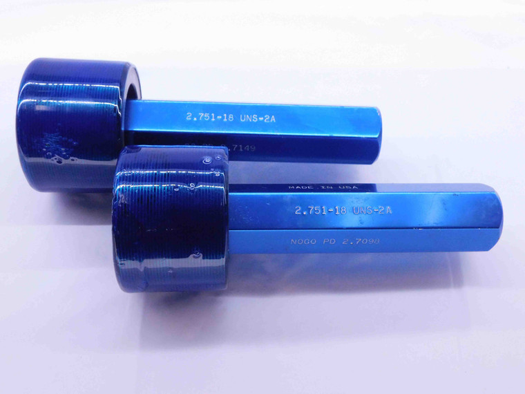 2.751 18 UNS 2A SPECIAL N14 LOCKNUT SET THREAD PLUG GAGE GO NO GO = 2.7149 2.7098 N 14 - DW42154OB6