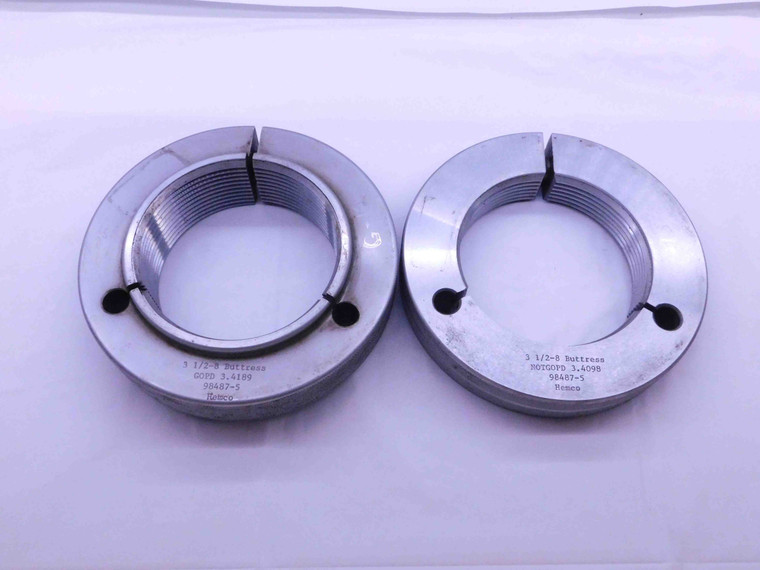 3 1/2 8 BUTTRESS THREAD RING GAGES 3.5 GO NO GO P.D.'S = 3.4189 & 3.4098 BUTT-2 - DW42187AE6