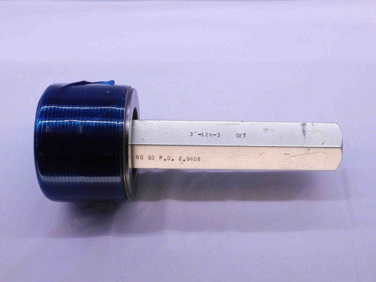 3" 12 N 3 SET THREAD PLUG GAGE 3.0 3.00 3.000 3.0000 NO GO ONLY P.D. = 2.9408 - DW42213AA6