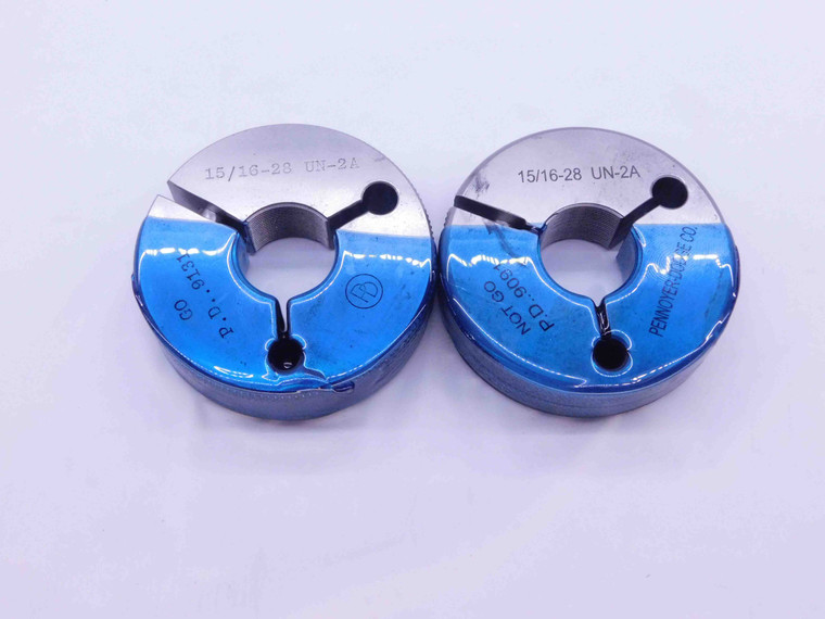 15/16 28 UN 2A THREAD RING GAGES .9375 GO NO GO P.D.'S = .9131 & .9091 CHECK - DW42242OB6